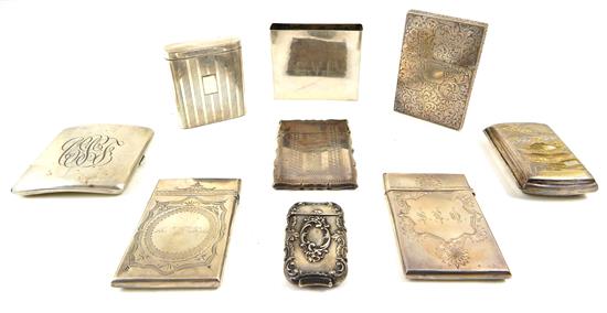 Appraisal: SILVER th th sterling coin silver cigarette cases and match