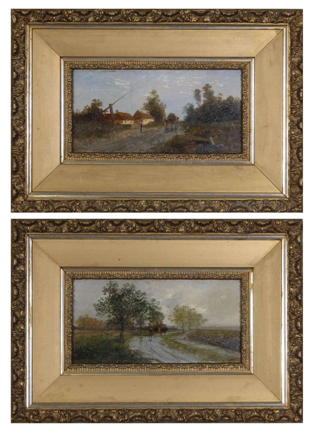 Appraisal: ADOLF KAUFMANN Austria - two oils on panel Italian rural