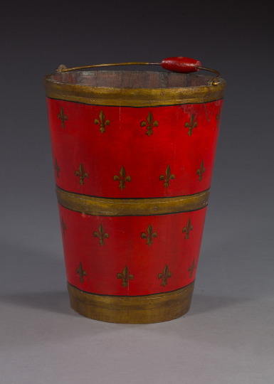 Appraisal: Tall Italian Provincial Wrought Tin-Mounted Antique Red-Painted and Parcel-Gilt Tapered