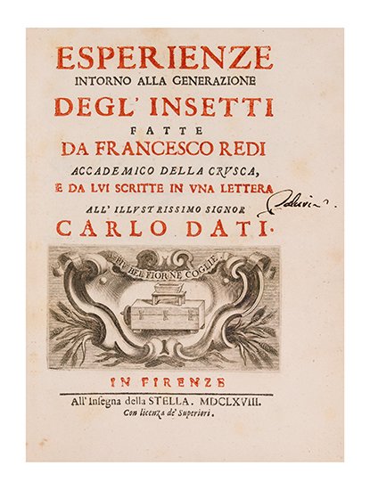 Appraisal: REDI FRANCESCO Esperienze intorno alla Generazione degl'Insetti of engraved plates