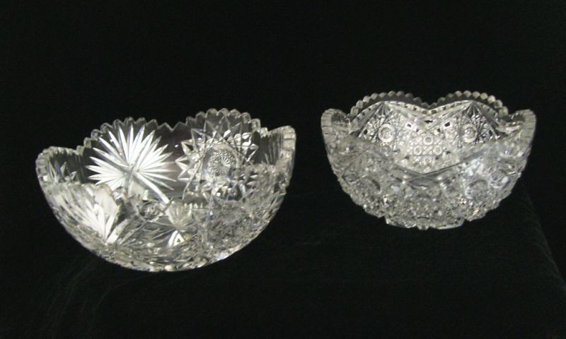 Appraisal: Cut Glass Lot pcs Includes Two deep round bowls one