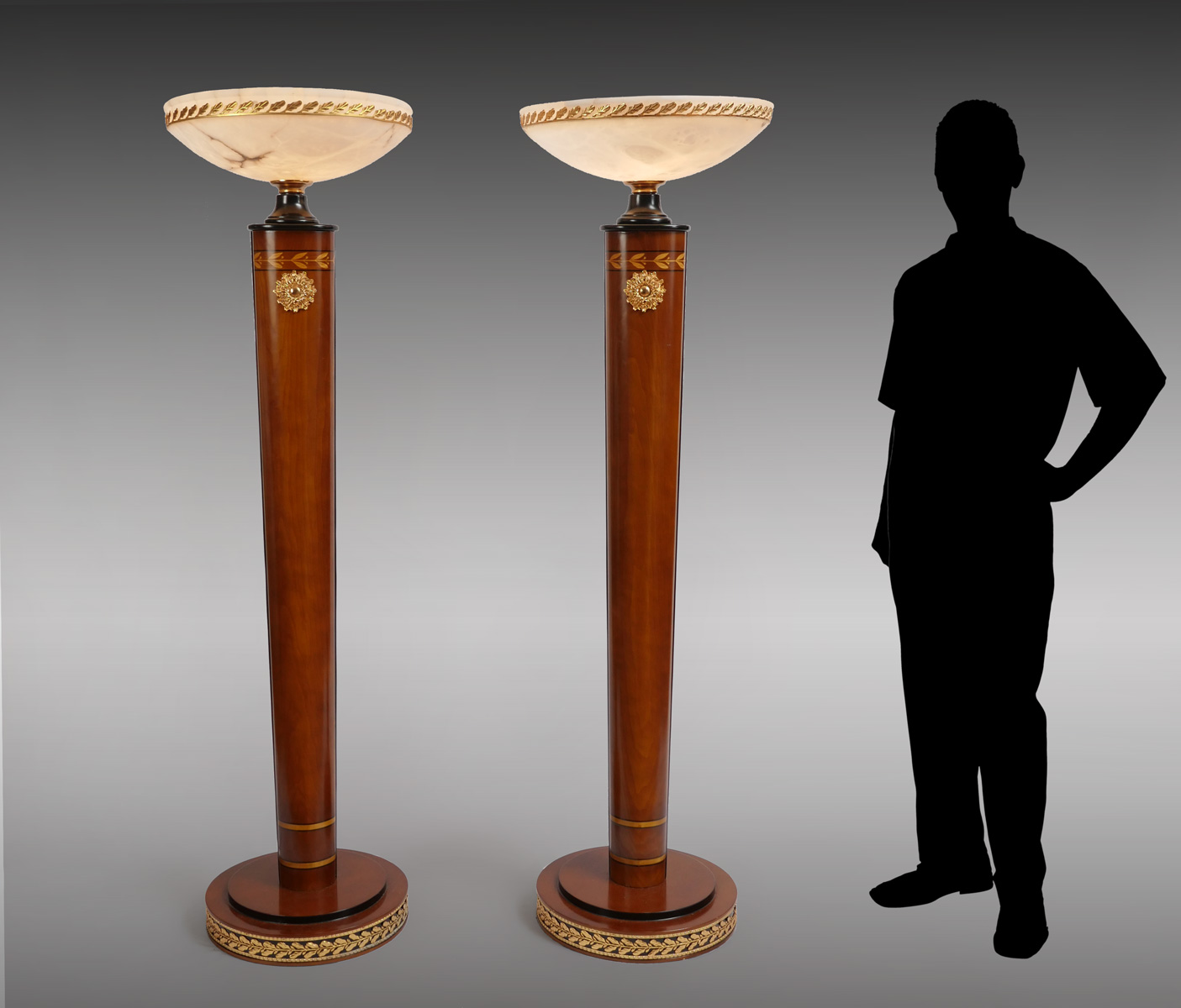 Appraisal: PIECE FAUX INLAID FLOOR LAMPS Pair of faux inlaid floor