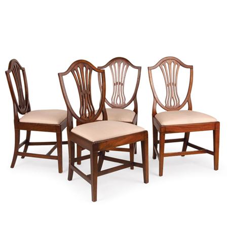 Appraisal: Set of Four Federal Inlaid Mahogany Shield Back Side Chairs