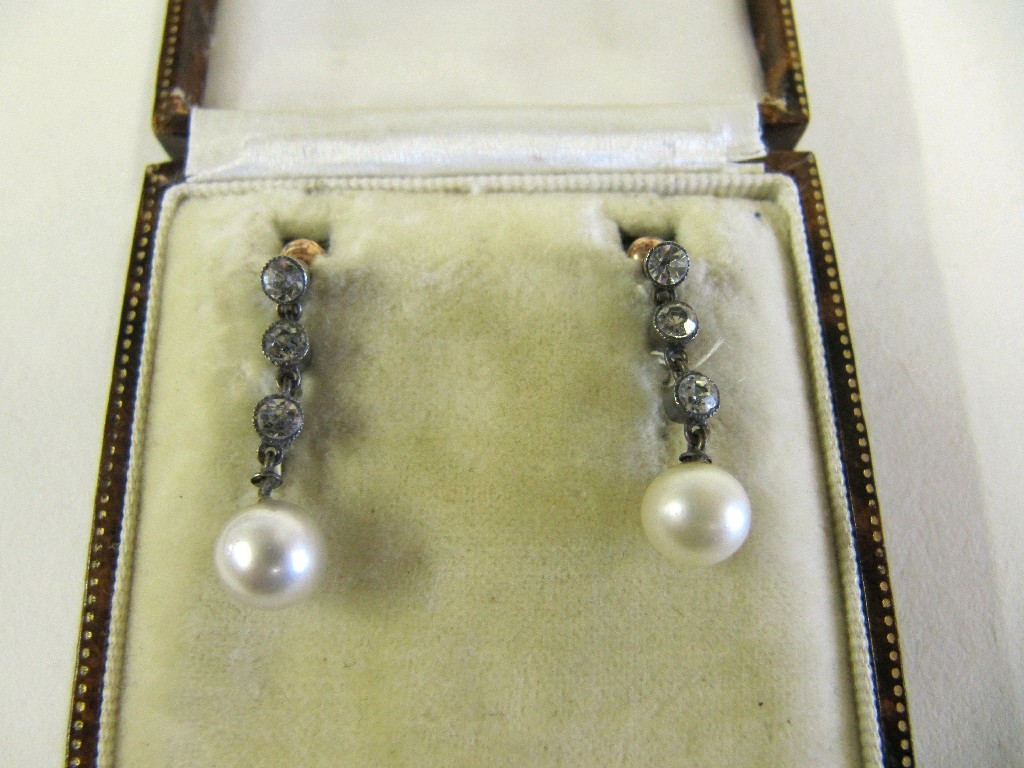 Appraisal: Nineteen thirties silver and paste drop earrings