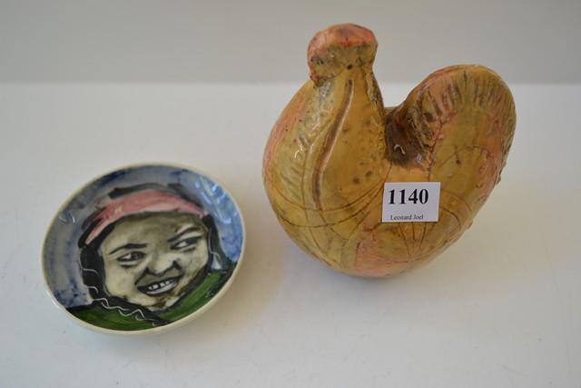 Appraisal: MARTIN BOYD PLATE AND SMALL CERAMIC ROOSTER