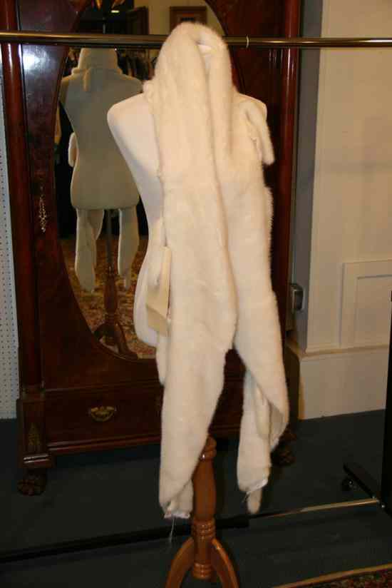 Appraisal: WHITE MINK FUR SCARF - in long x approx in