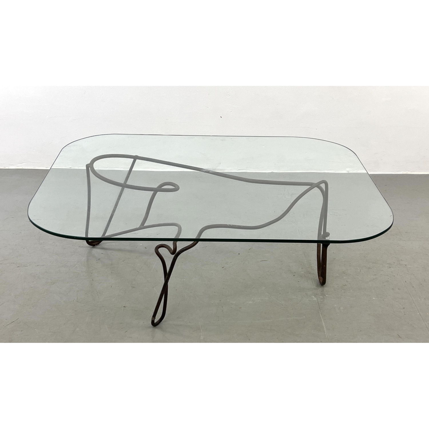 Appraisal: One of a Kind Wrought Iron Base Modernist Coffee Table