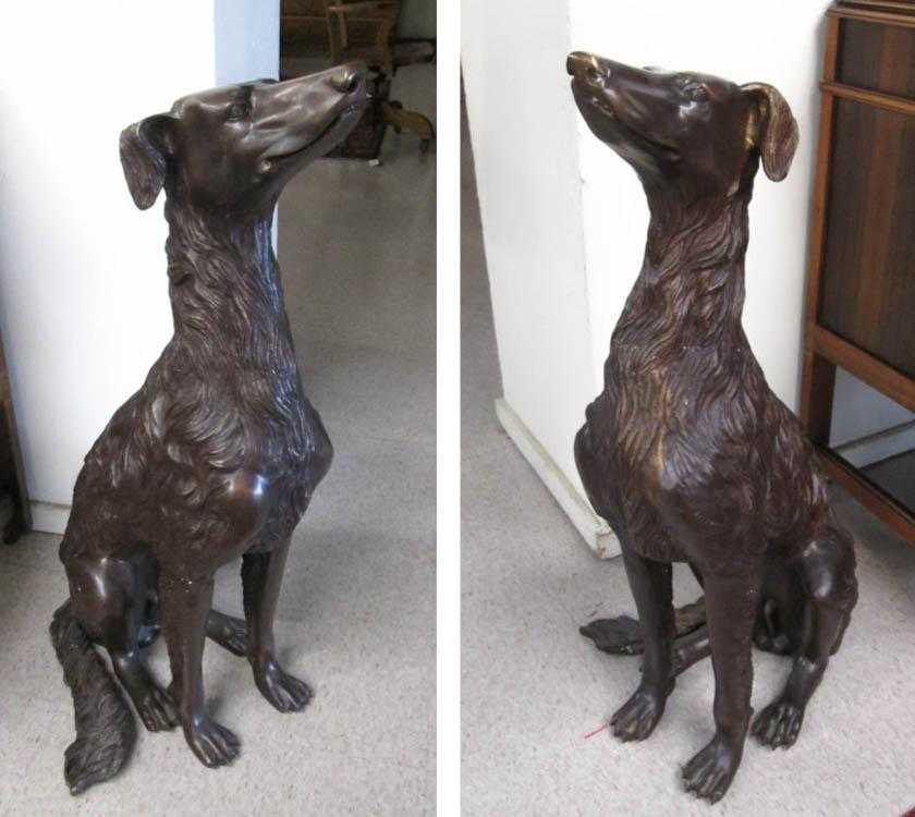 Appraisal: A LIFE-SIZE PAIR OF BRONZE DOGS two matching male hounds