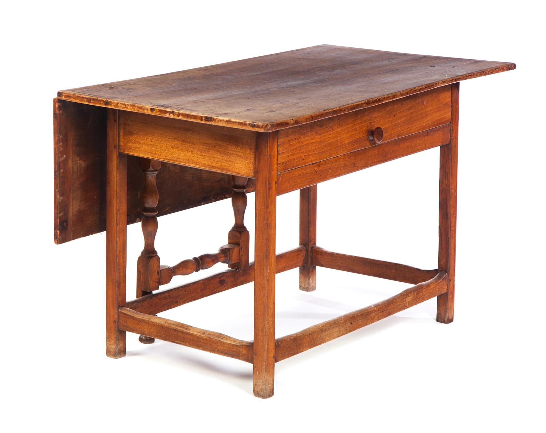 Appraisal: AMERICAN DROP LEAF WORK TABLE Mid th century walnut with