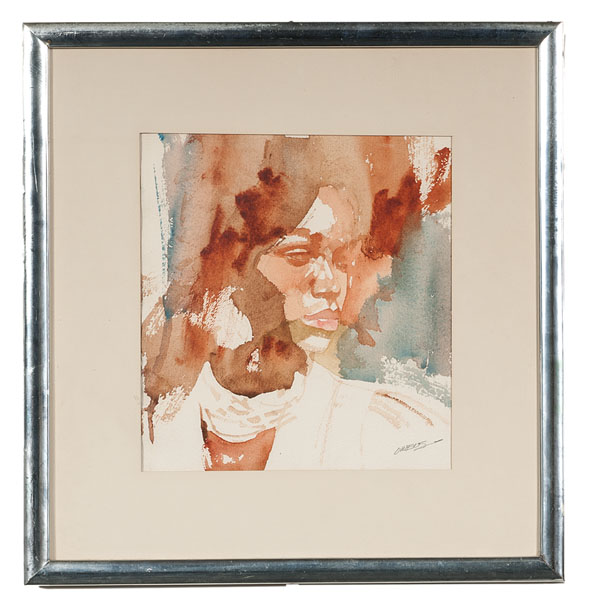 Appraisal: Carl Owens American - Watercolor on paper depicting female bust