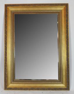 Appraisal: Gilt framed beveled glass mirror Gilt framed beveled glass mirror