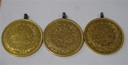 Appraisal: Large gold Ottoman coins pcs