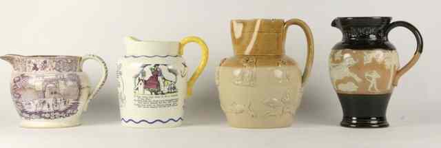 Appraisal: A Staffordshire transfer printed jug in puce Entrance to the