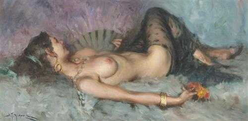 Appraisal: RICHARD DURANDO TOGO born in Argentina Reclining female nude Oil