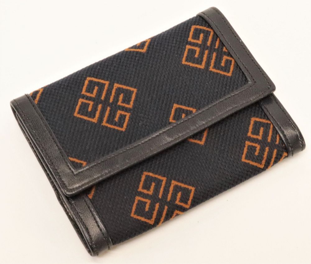 Appraisal: Givenchy Monogram Wallet A vintage Givenchy Monogram Wallet Navy canvas