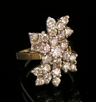 Appraisal: Diamond Cluster Ring k yellow gold shank approx mm wide