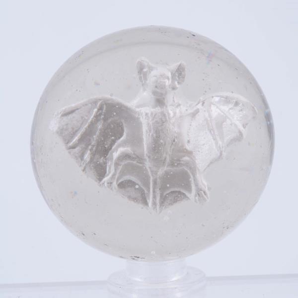 Appraisal: Rare Spread Wing Vampire Bat Sulphide Marble Figure has excellent