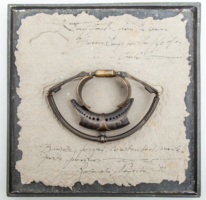 Appraisal: ROLANDO NEGOITA HAND-WROUGHT BRONZE BRACELET AND COMPANION TRAY in The