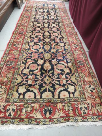 Appraisal: Mahal Persian Handmade Runner elaborate flowering vine on indigio field