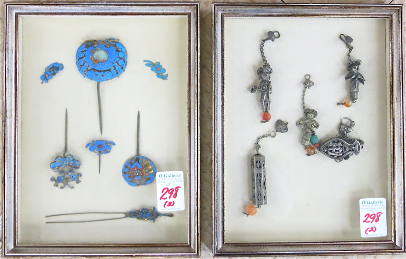 Appraisal: TWO SETS OF CHINESE COLLECTIBLES the first having five cloisoned