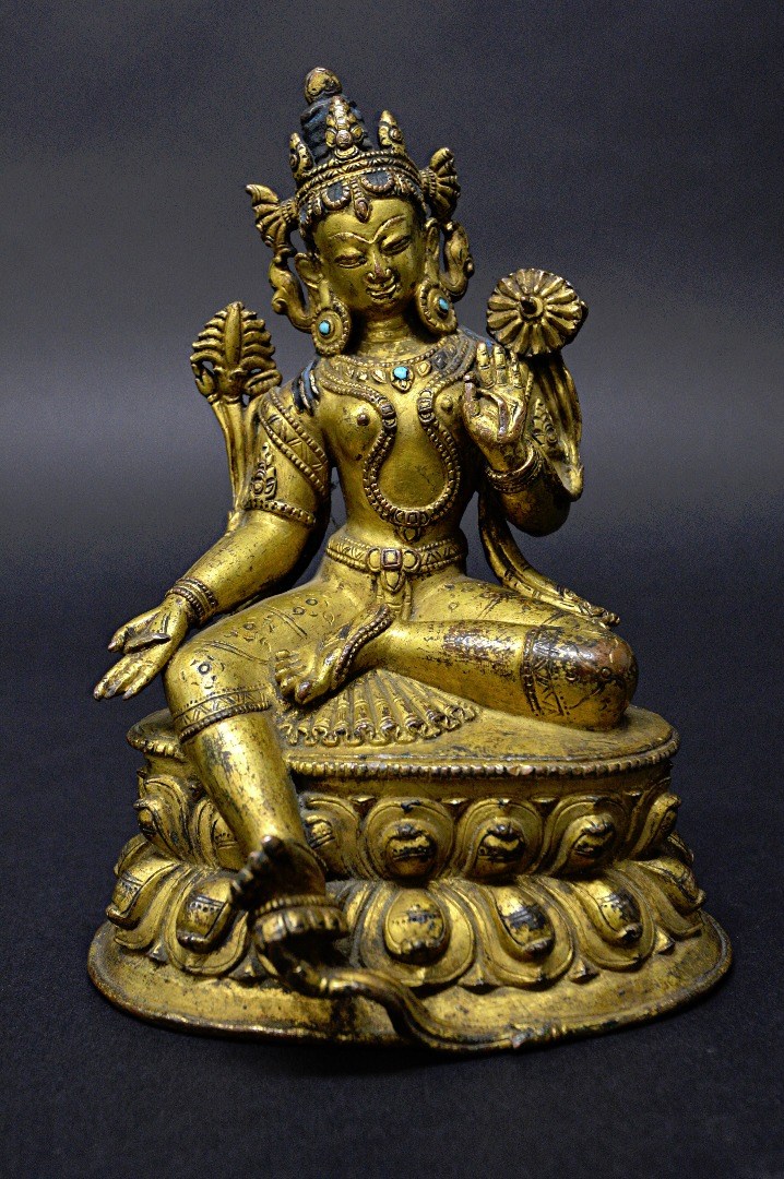 Appraisal: A good Tibetan gilt-bronze figure of Green Tara th century