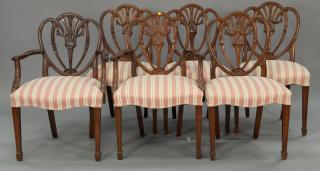 Appraisal: Set of six Margolis mahogany Hepplewhite style shield back dining