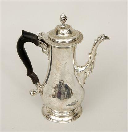 Appraisal: George III Silver Armorial Small Coffee Pot Francis Crump London