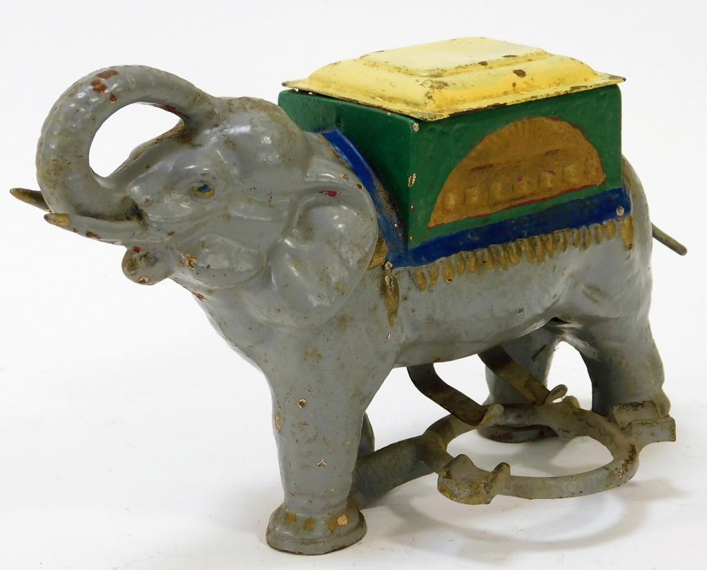 Appraisal: ANTIQUE CAST IRON ELEPHANT CIGARETTE DISPENSER United States Early th