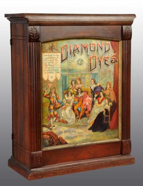 Appraisal: Diamond Dye Cabinet with Family Scene Description Nice colors Overall