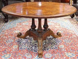 Appraisal: English marquetry decorated breakfast table English marquetry decorated breakfast table