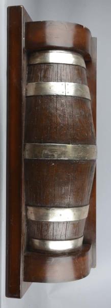 Appraisal: Wood Booze Barrel Shaped Wall Shelf This is a contemporary