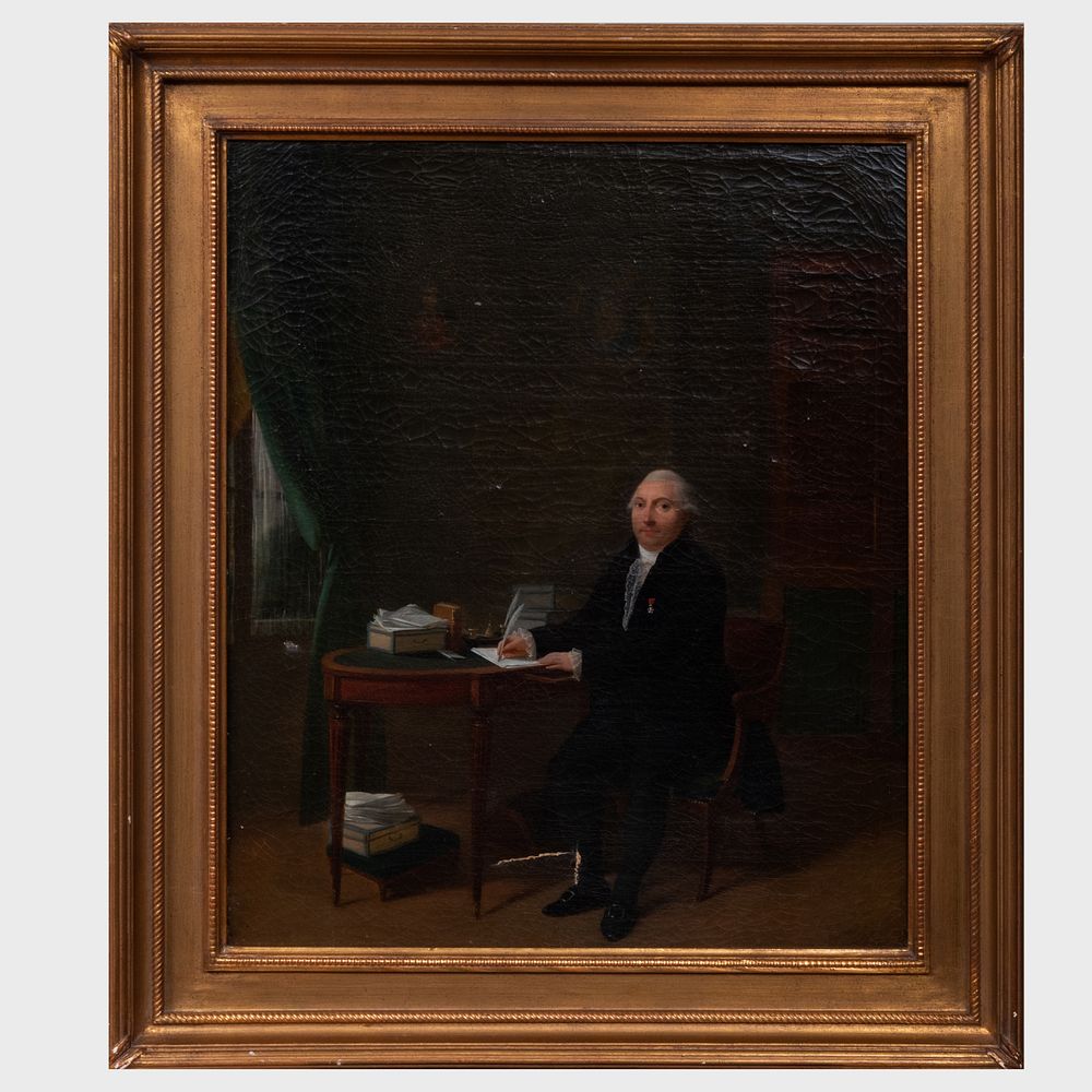 Appraisal: European School Portrait of a Gentleman at His Desk Oil