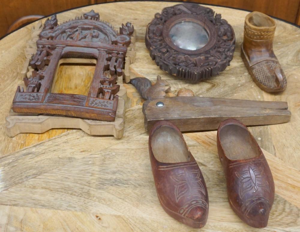 Appraisal: Collection of Miniature Wood Clogs and Frames