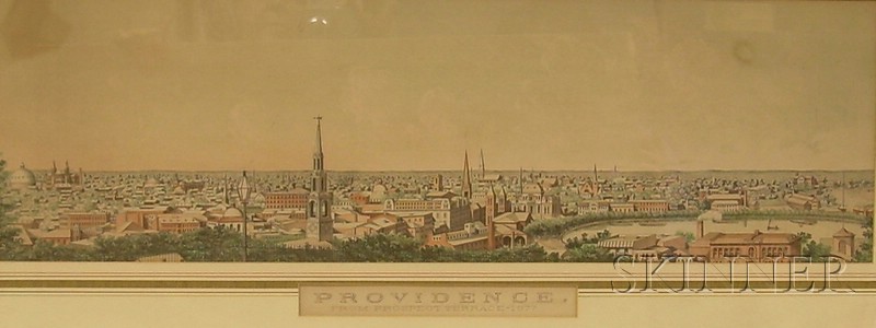 Appraisal: Framed Hand-colored Lithograph Providence from Prospect Terrace- sight size x