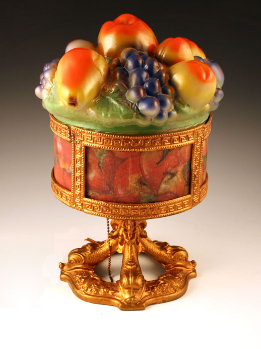 Appraisal: VINTAGE PUFFY GLASS FRUIT MOTIF LAMP Circa early to mid