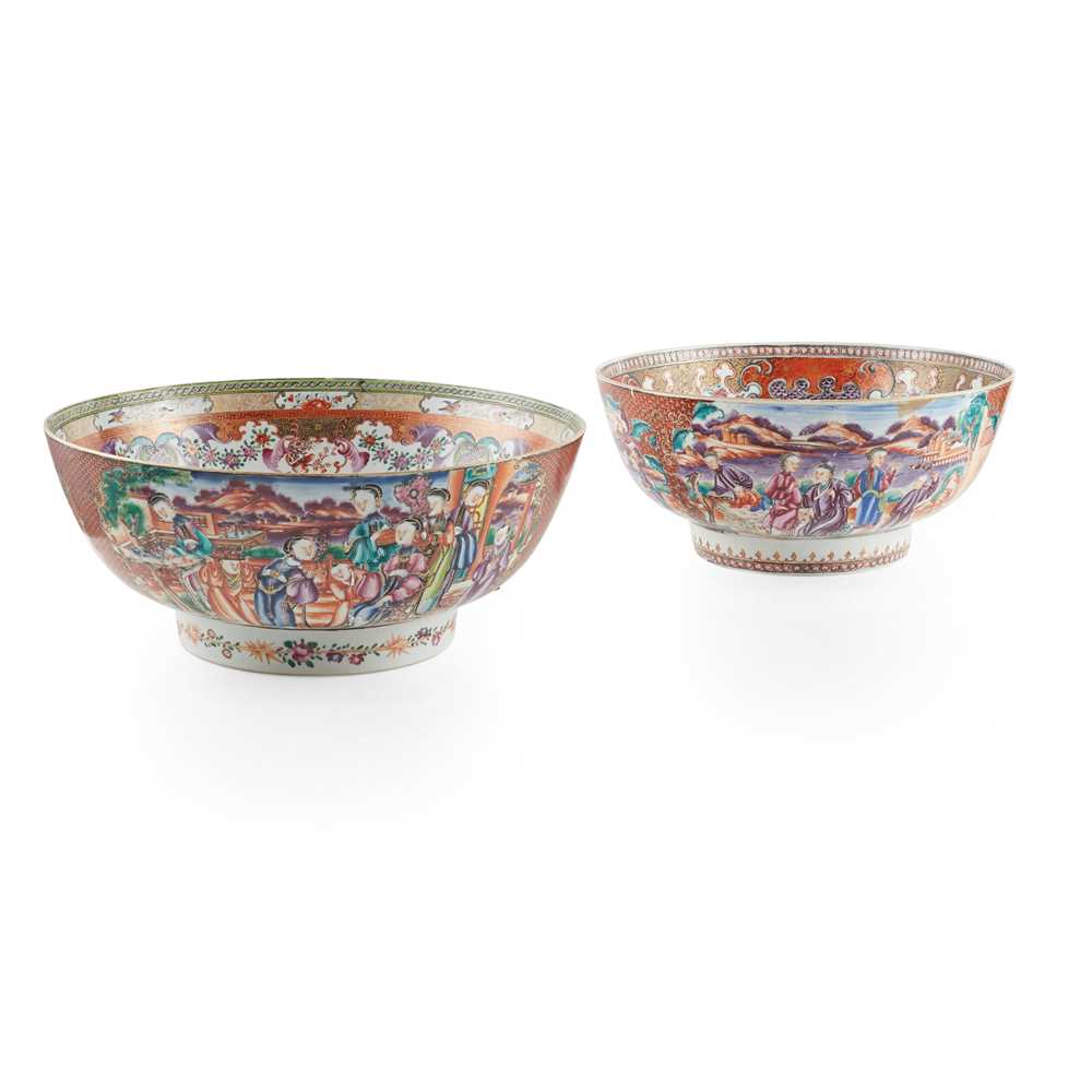 Appraisal: A PRIVATE SCOTTISH COLLECTION TWO EXPORT FAMILLE ROSE PUNCH BOWLS