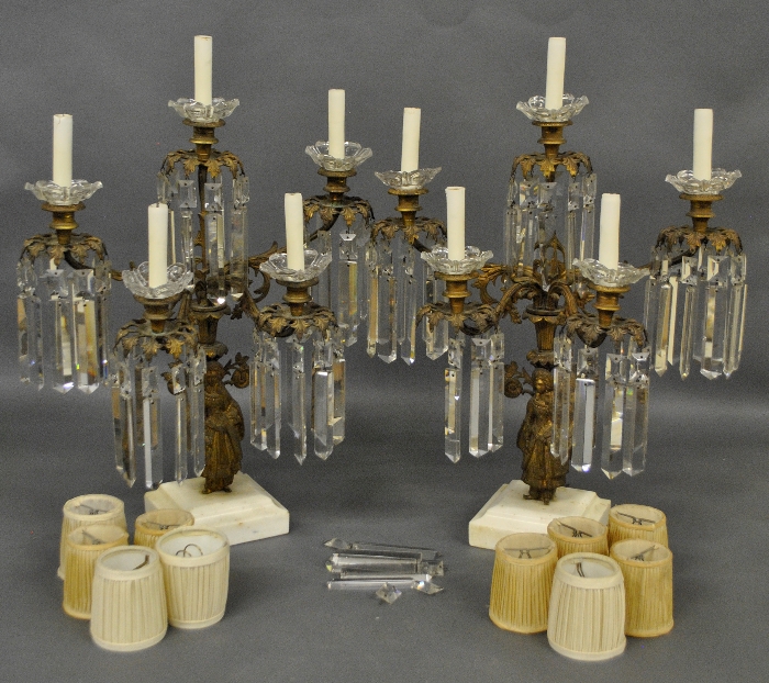 Appraisal: - Large pair of five-light girandoles late th c with