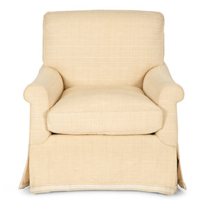 Appraisal: A Contemporary Upholstered Club Chair with Ribbed Upholstery th Century