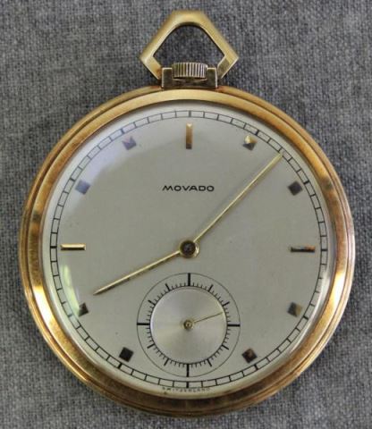 Appraisal: JEWELRY kt Gold Movado Open Face Pocket Watch Monogram to