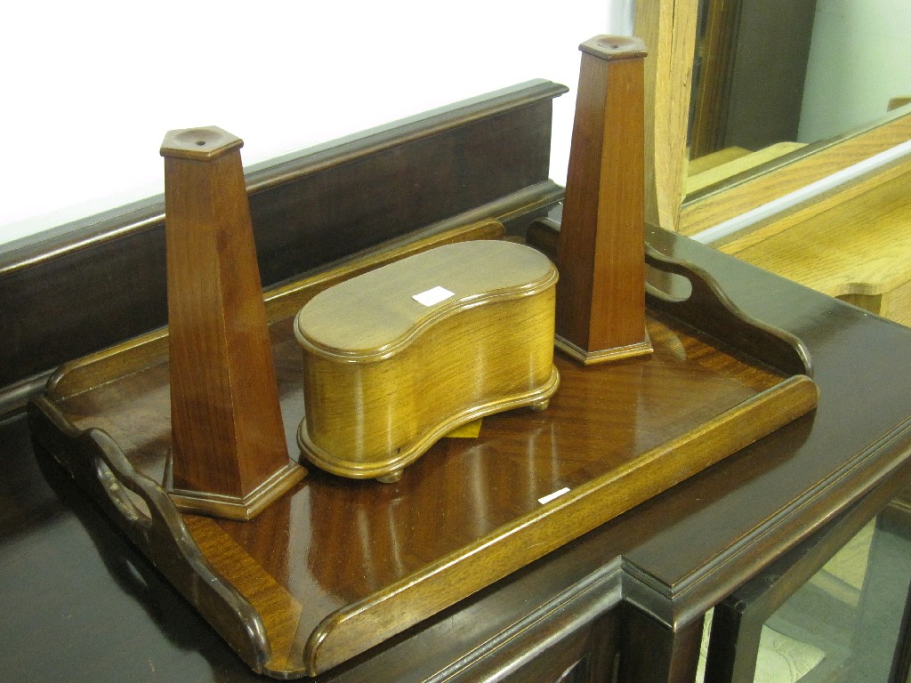 Appraisal: Lot comprising two kaleidoscopes a jewellery box and a tray