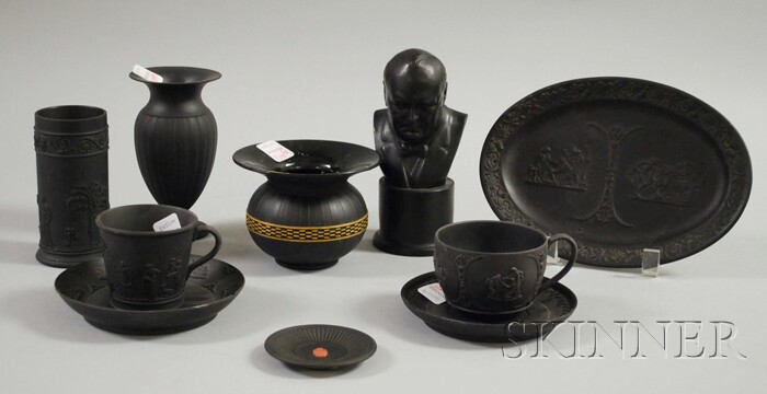 Appraisal: Ten Wedgwood Black Basalt Items two cups and saucers a