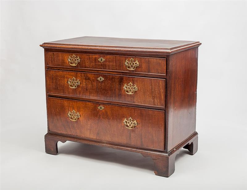 Appraisal: George III Brass-Mounted Walnut Chest of Drawers x x in