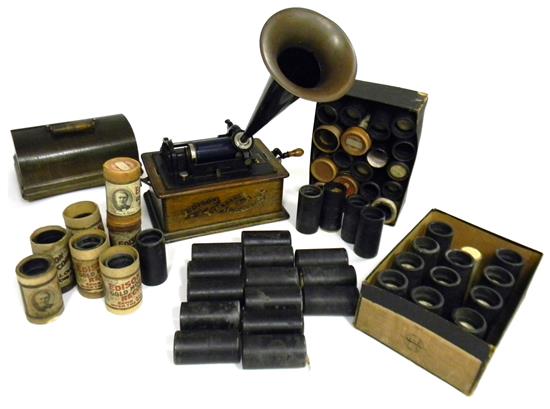 Appraisal: Edison Standard Phonograph with horn and cylinders oak case with