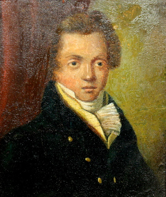 Appraisal: A MINIATURE PORTRAIT of a young man in black top