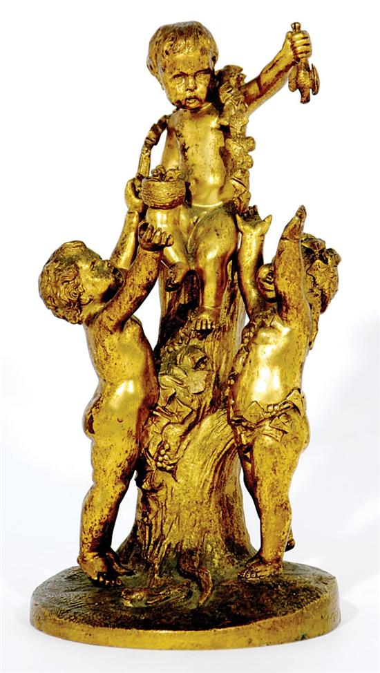 Appraisal: Continental school late th century PUTTI AT PLAY gilt-bronze unsigned