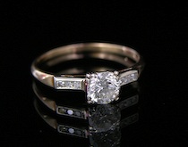 Appraisal: A Ladies' Diamond Ring A ladies' diamond ring set with