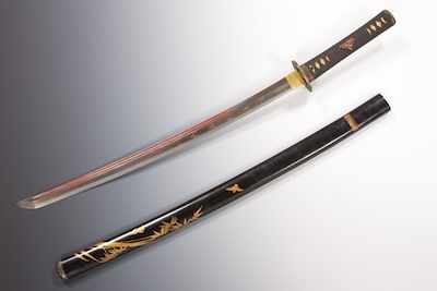 Appraisal: A Wakizashi Samurai Sword with Higo Style Tosogu Mountings and