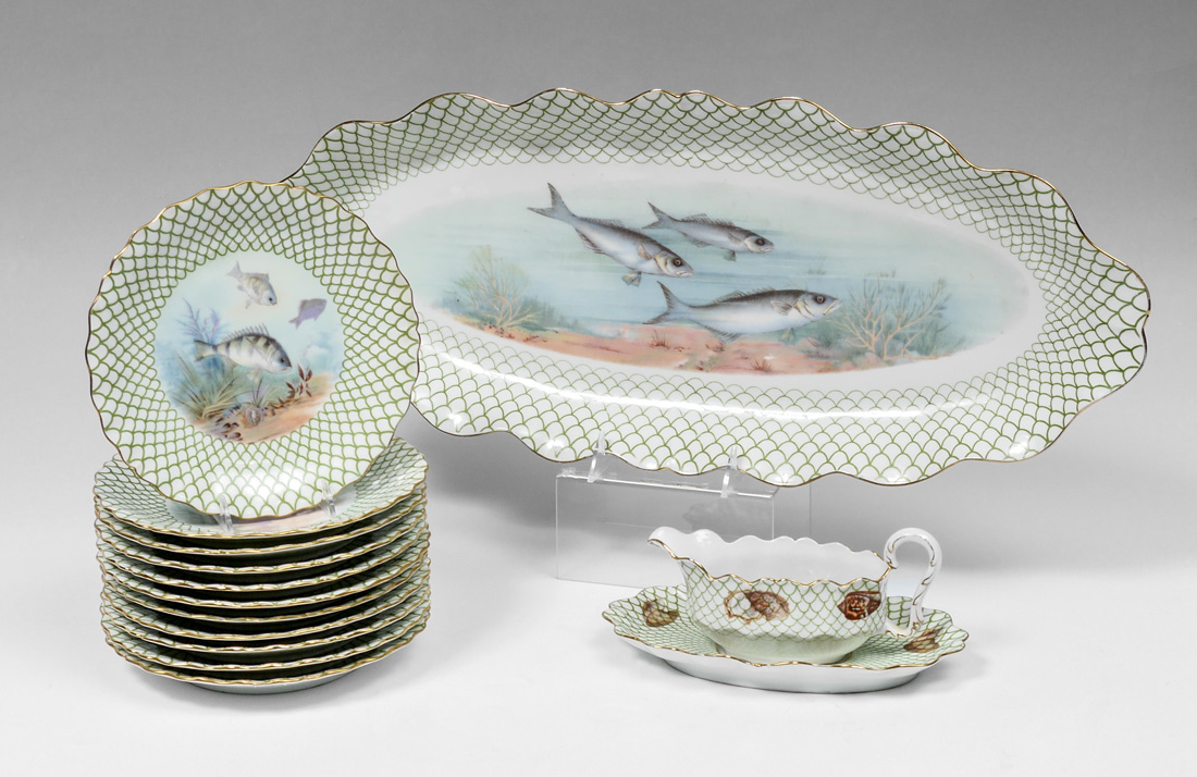 Appraisal: TRESSEMANN VOGT LIMOGES FISH SET pieces total by Tressemann Vogt