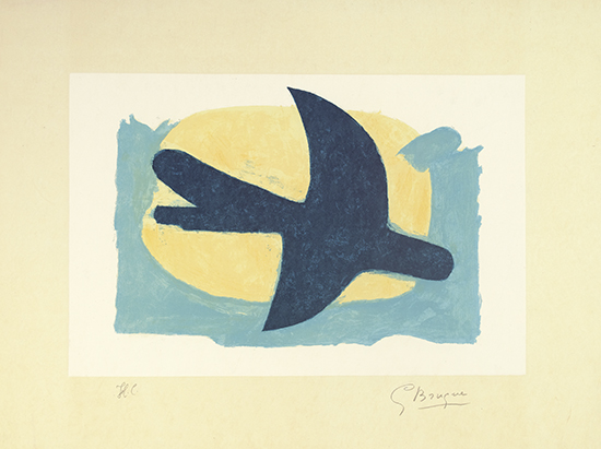 Appraisal: GEORGES BRAQUE Oiseau bleu et jaune Color lithograph x mm