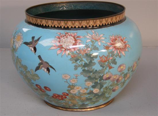 Appraisal: Late th century Japanese Cloisonne jardiniere decorated with flowers and